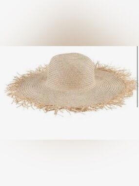 Wide Brim Straw Frayed Sun Hat in Natural